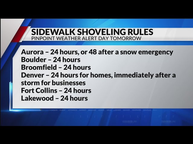 Sidewalk snow removal rules around the Denver area