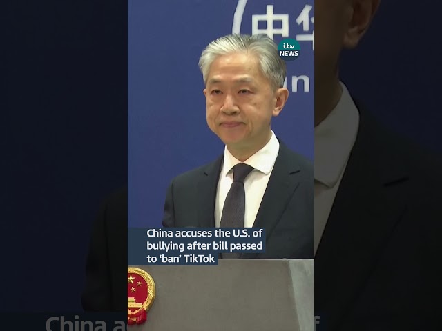 China accuses US of bullying after bill passed to ‘ban’ TikTok #itvnews #news #tiktokban