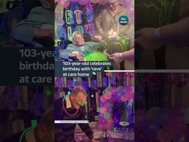 103-year-old celebrates birthday with ‘rave’ at care home #itvnews