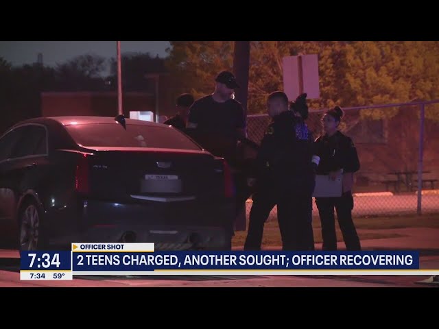 2 teens charged, 1 sought after Dallas officer is shot