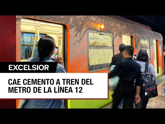 "Llueve" cemento a un tren de la Línea 12 del Metro