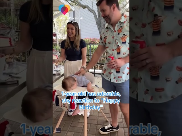 1-year-old has adorable reaction to "Happy Birthday" #shorts