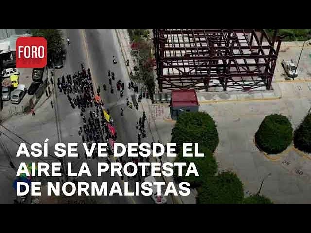 Protesta de normalistas frente al Congreso de Guerrero; imágenes desde un dron - Las Noticias