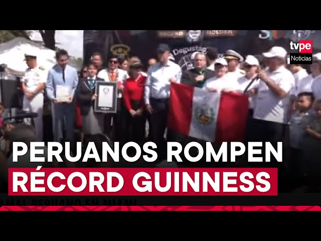 ⁣Miami: peruanos rompen Récord Guinness de degustación de tamal más grande del mundo