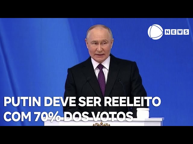 Vladimir Putin deve ser reeleito com 70% dos votos