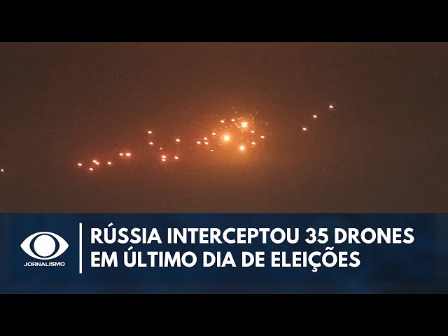 Rússia diz ter interceptado 35 drones em último dia de eleições no país