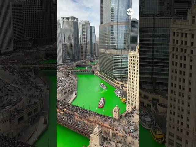 Timelapse shows Chicago River dyed green for St. Patrick’s Day 2024