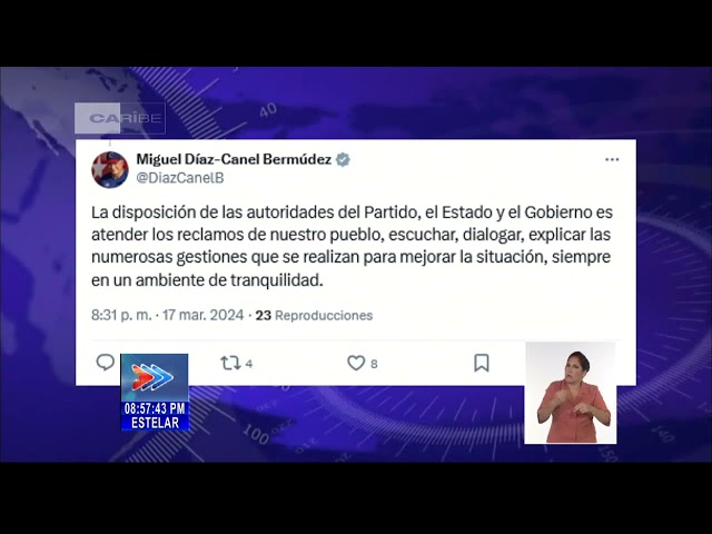 Díaz-Canel: la disposición de las autoridades en Cuba es atender los reclamos del pueblo