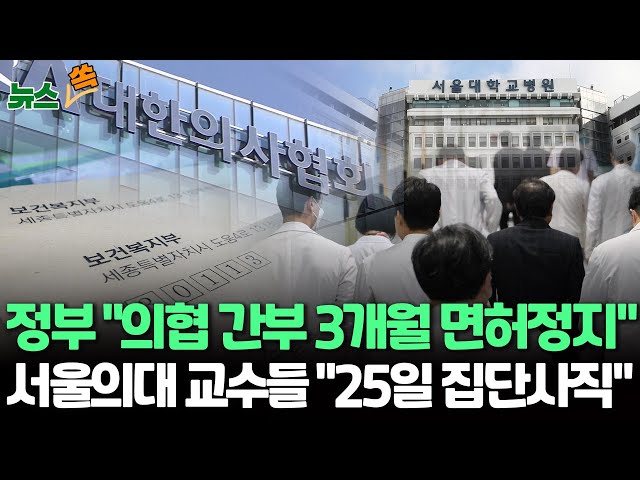 [뉴스쏙]서울의대 교수들"내일부터 사직서…25일 일괄 제출"/의협 비대위간부 3개월 면허정지…"전공의 처분도 곧"/정부, 미복귀 전공의 등 의사