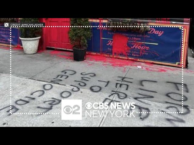 ⁣Israeli restaurant vandalized with graffiti alleging support for genocide