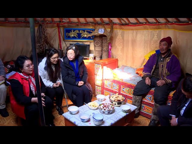 GLOBALink | China hands over relief materials to herders in central Mongolia hit by harsh winter