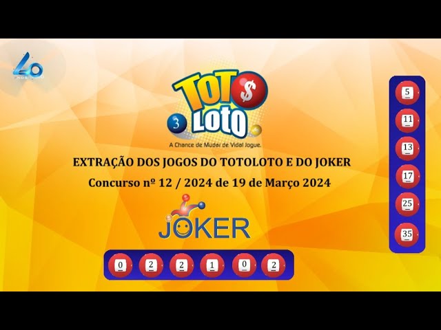 ⁣Extração Totoloto & Joker - 19 Março 2024