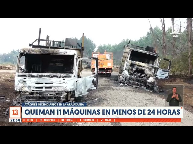 Ataques incendiarios en la Araucanía: queman 11 máquinas en menos de 24 horas