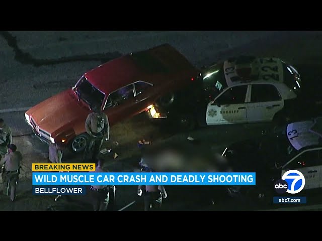 ⁣Authorities investigating deputy-involved shooting, muscle car crash in Bellflower