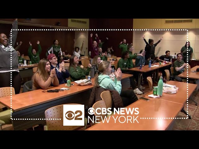 Wagner College students celebrate first March Madness win in school's history