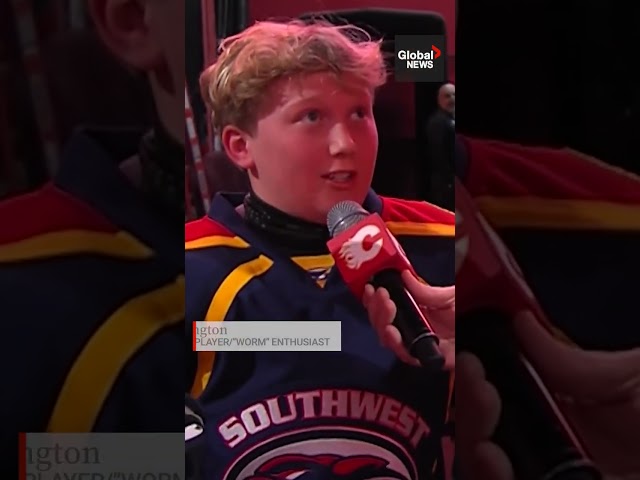 ⁣Young hockey player dazzles NHL crowd with smooth goal, smoother worm celly