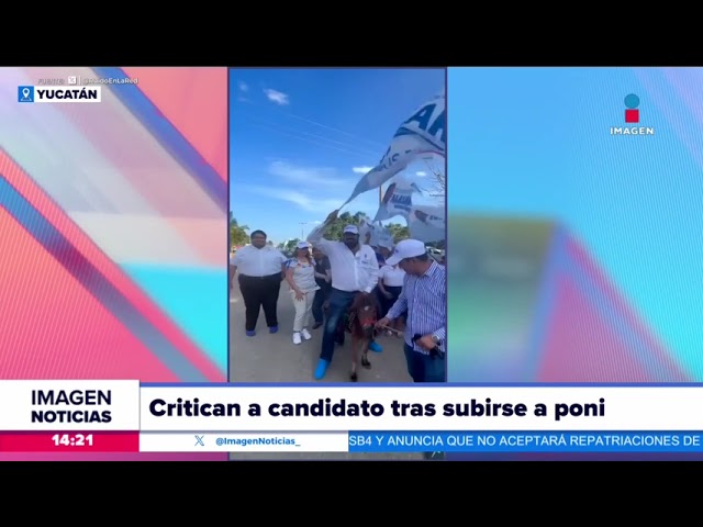 ⁣El candidato Esteban Macari recibe críticas tras subirse a un poni