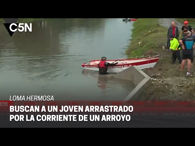 DESESPERADA BÚSQUEDA de un joven desaparecido en LOMA HERMOSA en pleno TEMPORAL