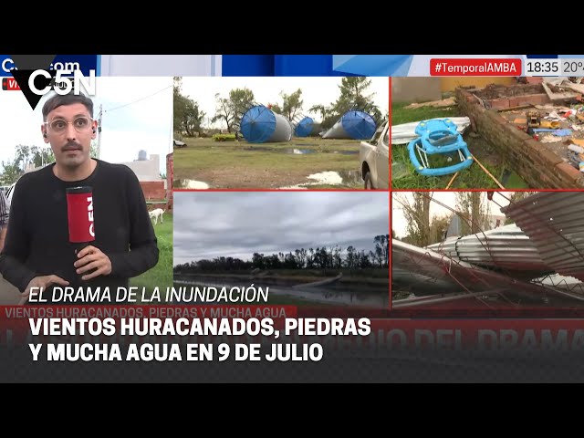 DESTROZOS en 9 DE JULIO por un FEROZ TEMPORAL con RÁFAGAS de VIENTO y caída de GRANIZO