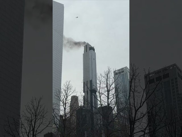 Skyscraper on fire near 9/11 memorial