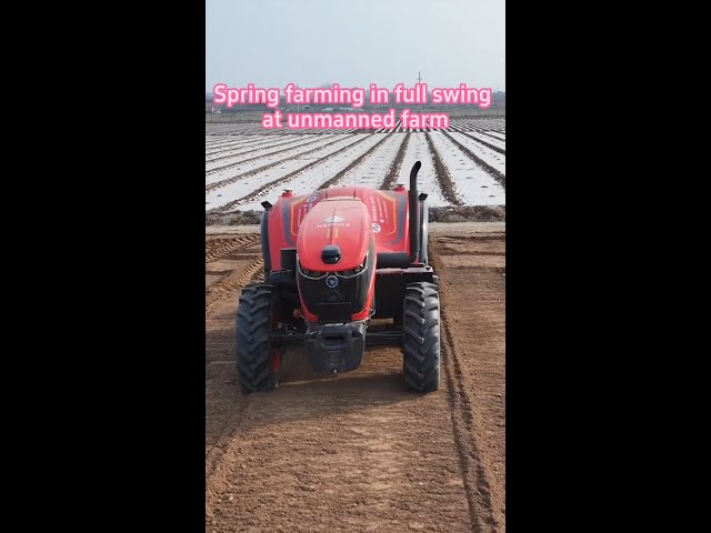 Unmanned spring farming at farm in east China