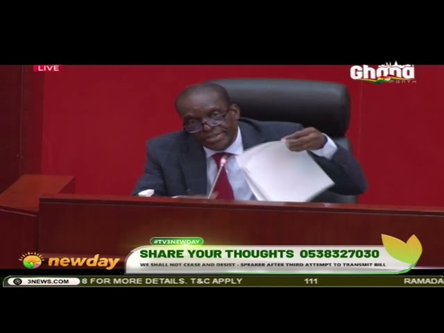 #TV3NewDay: We shall not 'Cease and Desist' - Speaker after third attempts to transmit bil