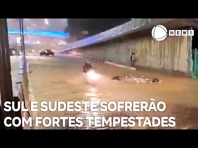 Defesa Civil alerta população sobre fortes chuvas no sul e sudeste