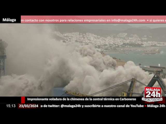 Noticia - Impresionante voladura de la chimenea de la central térmica en Carboneras