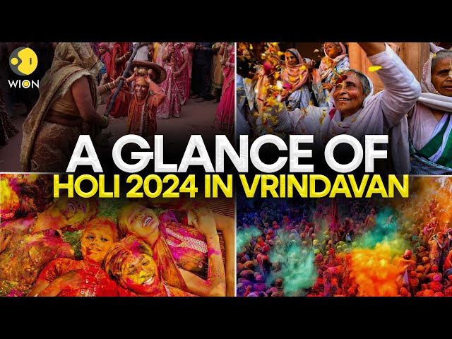 Holi 2024 : Devotees throng Mathura Vrindavan Temple for Holi 2024 | WION LIVE