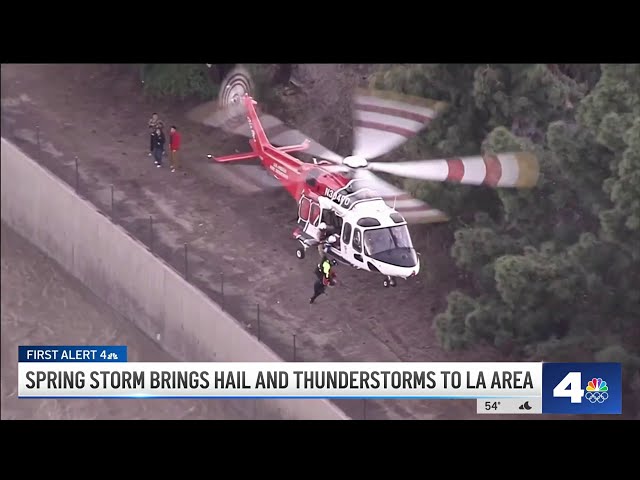 Spring storm brings hail, results in LA River rescue