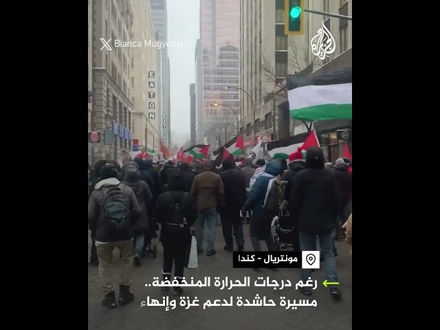 رغم العاصفة الثلجية.. مسيرة حاشدة في مونتريال لدعم غزة