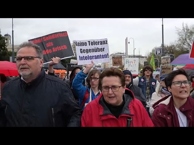 Manifestación en Austria contra una ultraderecha que lidera las encuestas