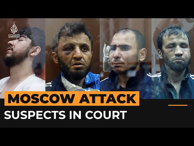 ⁣Moscow theatre attack suspects show signs of beating in court | #AJshorts