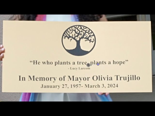 The City of Arvin honors Olivia Trujillo with a tree and plaque