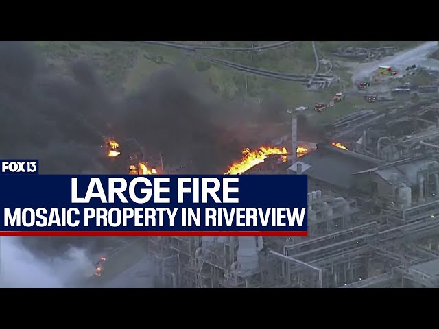 Crews battle fire on Mosaic property