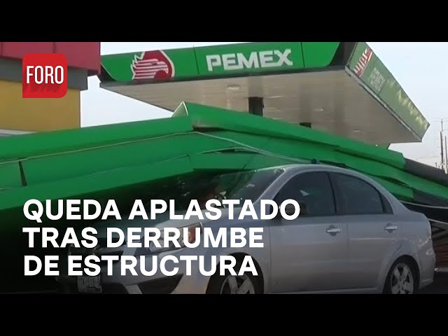 Se desploma estructura de gasolinera y cae sobre automóvil en Puebla - Las Noticias