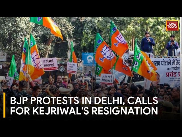 BJP Workers Demand Kejriwal's Resignation Amid Delhi Protests; AAP Leaders Detained Amid Protes