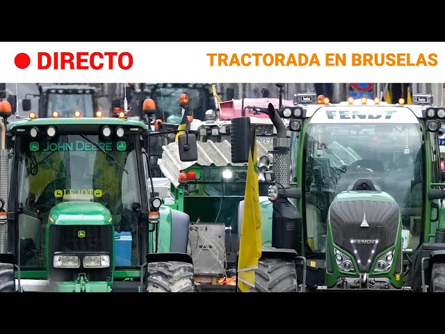 PROTESTAS AGRICULTORES  EN DIRECTO: TRACTORADA en BRUSELAS ante los MINISTROS del RAMO| RTVE