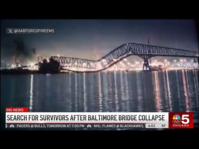 Major Baltimore bridge collapses after being struck by cargo ship