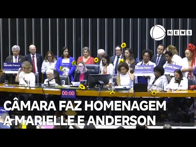 ⁣Câmara faz homenagem a Marielle Franco e Anderson Gomes