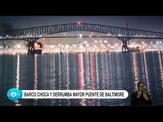 Barco choca y derrumba mayor puente de Baltimore