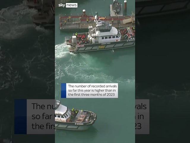 Children were among the people brought ashore in Dover, Kent, after crossing the Channel. #skynews