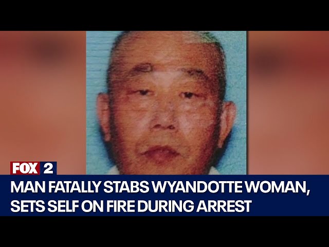 Suspect wanted for fatal stabbing of Wyandotte woman sets self on fire during arrest