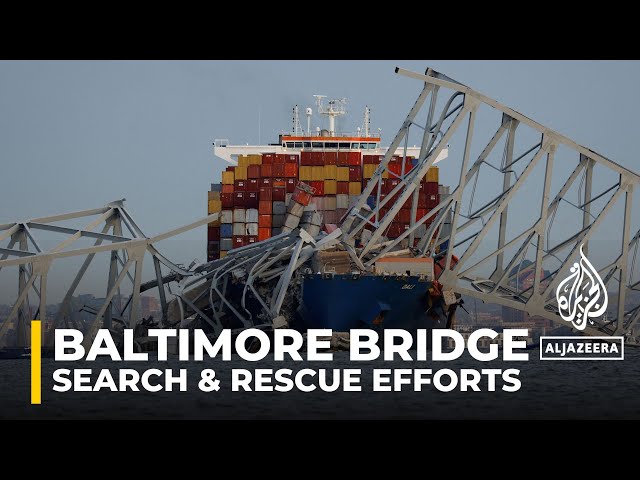 Search and rescue efforts suspended for six people following Baltimore bridge collapse