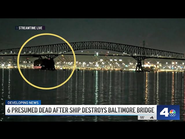 Six presumed dead after ship destroys Baltimore bridge