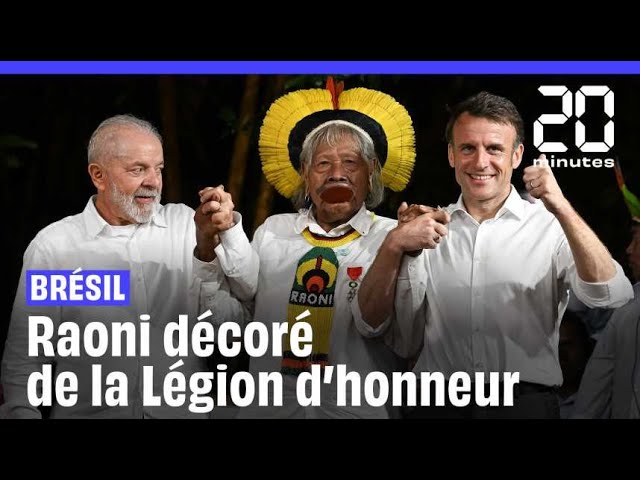 Brésil : Macron remet la Légion d'honneur au leader indigène Raoni