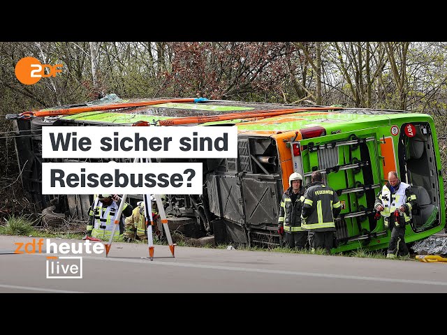 Schwerer Flixbus-Unfall auf der A9 bei Leipzig | Verkehrssicherheitsexperte bei ZDFheute live