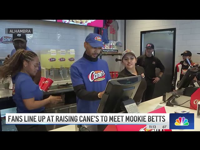 Dodger Mookie Betts works shift at Alhambra Raising Cane's