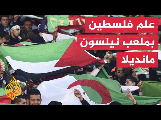 جزائريون يرفعون علم فلسطين في ملعب نيلسون مانديلا