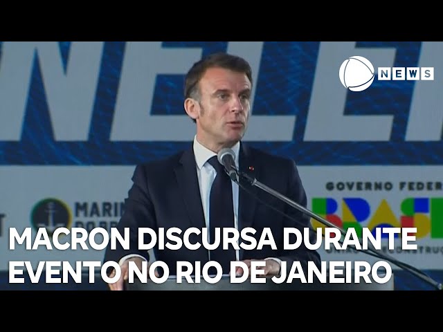 "Nós temos a mesma visão do mundo", diz Macron em evento no Rio de Janeiro